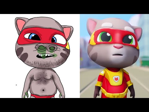 Talking tom Hero das - funny moments cartoon drawing meme 😂