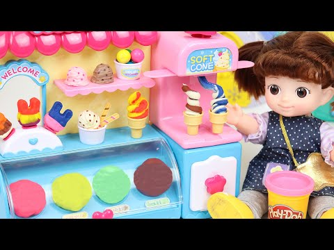 Baby doll Ice cream shop toys 콩순이 아이스크림 가게 장난감 만들기 놀이