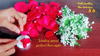 Beautiful Haldi/ mehandi jewellery making using Rose  and Gypsy flowers/fresh flower jewellery