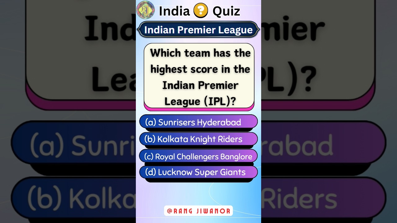 India Quiz || Indian Premier League (Quiz #76) || 