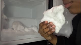 CLEAN MY FREEZER WITH ME | DAY 2| ASMR ICE EATING