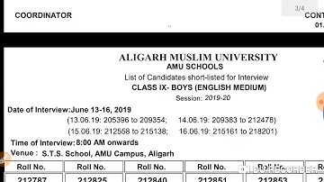 Class 9th AMU,2019 result declared