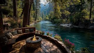Crystal Riverside Porch Escape 🌿 | Cozy Firepit & Relaxing Summer Nature Sounds