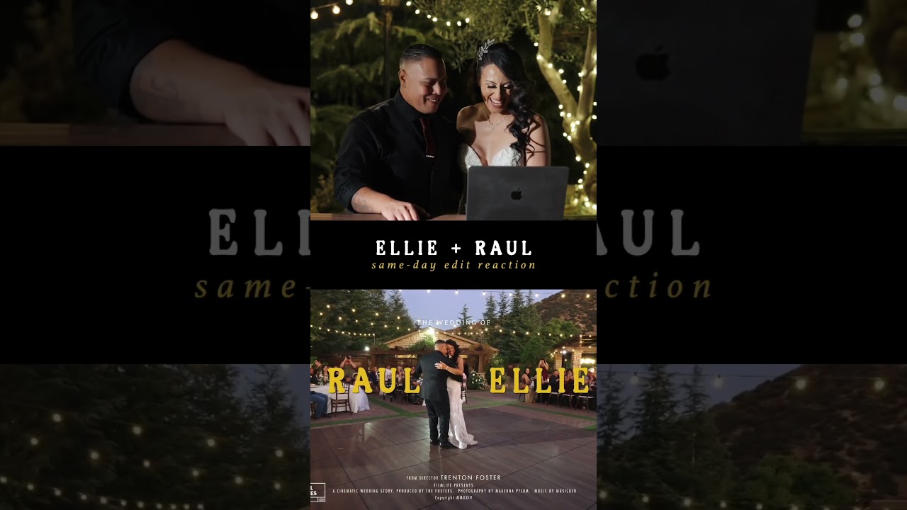 Bride & Groom Watch Their Wedding Teaser for the First Time / Serendipity Gardens Oak Glen Wedding