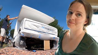 Painting the Inside and Cab! RV Remodel Cabinet Painting