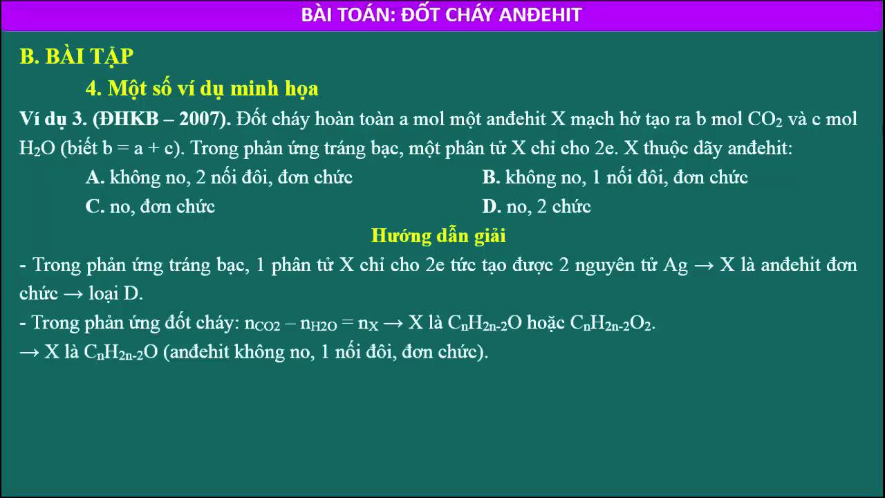 Phương pháp giải bài toán đốt cháy anđehit - youtube