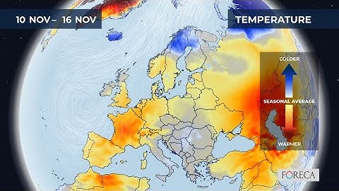 Monthly temperature forecast for Europe 9/11/2025