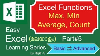 Excel Functions | Max, Min, Average & Count | Malayalam