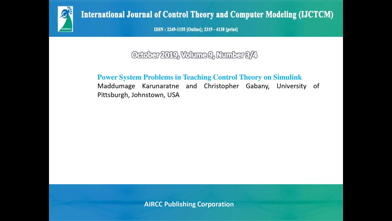 International Journal of Control Theory and Computer Modeling (IJCTCM