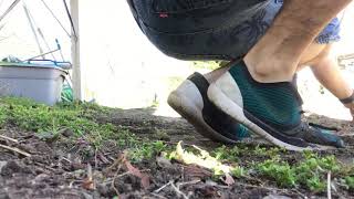 Preparing A Place For The Swimming Pool-Wearing Hot Trashed Nike Free Run 3 Running Shoes- 1