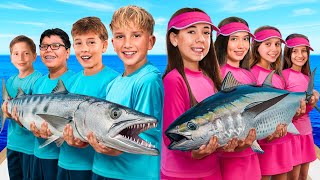 видео: Рыболовный челлендж «Мальчики против Девочек»! картинка: Рыболовный челлендж «Мальчики против Девочек»!