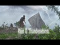 Super amazing  heavy rain camping with thunderstorm  im scared