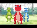Baby Tyrant Dinosaur And Red Tyrant Dinosaur Playing Soccer. Which Team Will Win?  Dinosaur Family