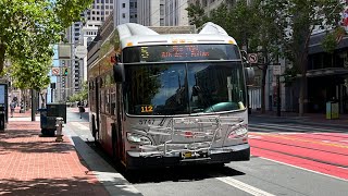 ⁴ᴷ⁶⁰ (RARE) Trolley on Short Run? SF MUNI 2018 New Flyer XT40 #5747 on 5 Fulton