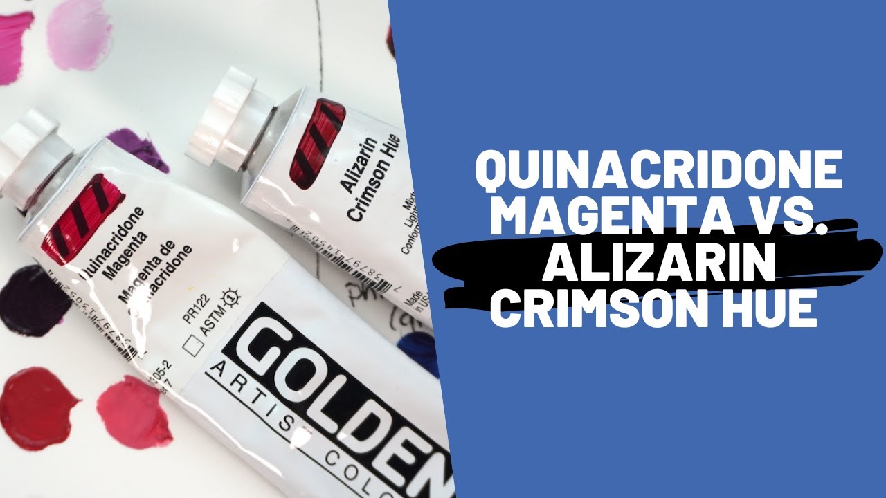 Сравниваем два холодных красных оттенка: хинакридоновый пурпурный и ализариновый малиновый оттено...