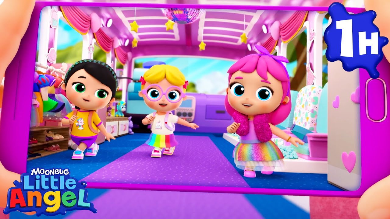 🚌Wheels on the Bus Party!🎉 | Little Angel | Moonbug Kids - Play Outside with Friends