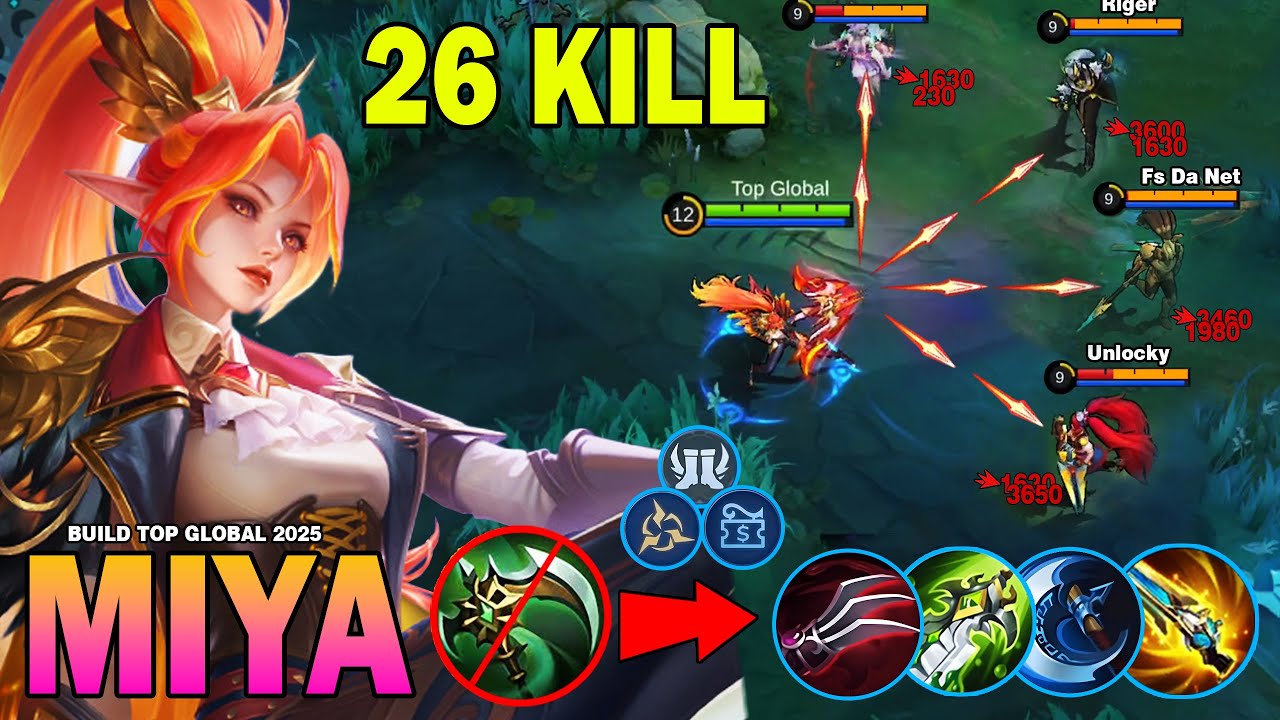 26 Kills!! Miya Best Build Gold Lane - 100% Broken ~ Build and Emblem ...