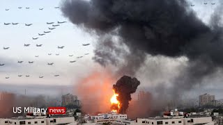 Dozens of Israeli F-18 Fighter Take Off One by One for Iranian
