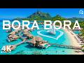 Bora Bora 4K Turquoise Lagoon Overwater Bungalows Tropical Paradise Video 4K UHD