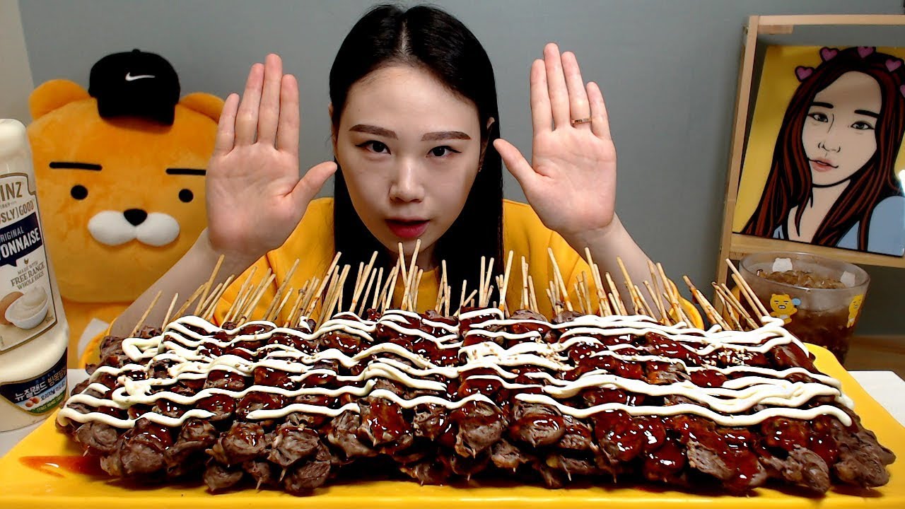 염통꼬치 100개ㅎㅎ 먹방 Mukbang