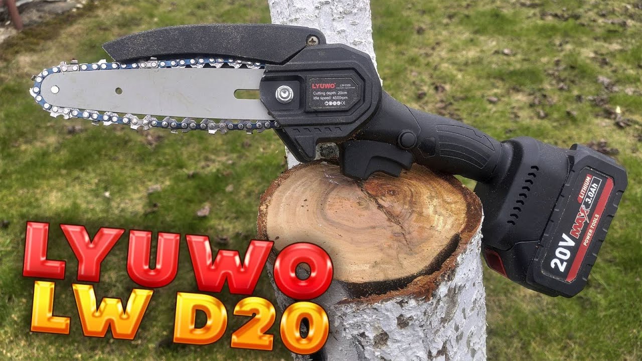 Аккумуляторная цепная ручная пила LYUWO LW D20 обзор, разборка, тест.
