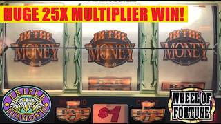 I FINALLY GOT A BIG WIN WITH TWO 5X MULTIPLIERS! Old School Wheel of Fortune + In the Money slots! screenshot 4