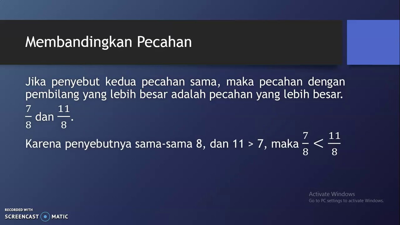 Tutorial Daring Matematika Kelas 4 SD: Pecahan - YouTube