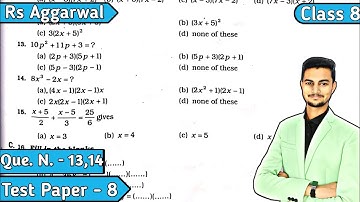 Test Paper 8 Q13 Q14 | Linear Equations | Rs Aggarwal Class 8 | CBSE | MD Sir