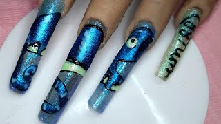 cameleon umikk collab:nailfairytailesbylot /handpaint cameleon/lettering on nails...