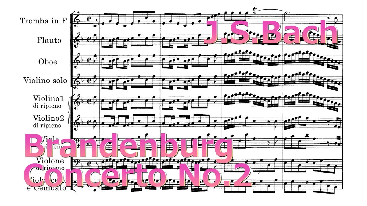Brandenburg Concerto No. 2 【Score】sheet music BWV 1047 F major - YouTube
