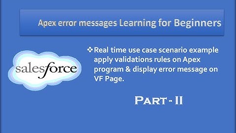 Salesforce | Apex error messages Learning for Beginners Part 2| By Prasad |