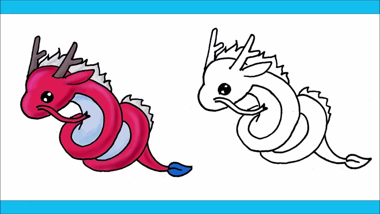 How to draw a cute chinese dragon - YouTube