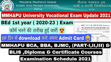 Maulana MMHAPU University Examination Update for Vocational & B.Ed Courses 2021, Download Admit Card