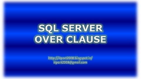 Over clause in SQL Server