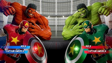 Red Hulk & Captain America Vs Hulk & Captain America [ Hard AI ] | Marvel vs Capcom: Infinite