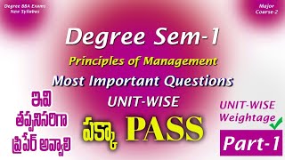 Degree Semester 1 - Principles Of Management Most Important Questions Unit-Wise Bba Degreeexams2026