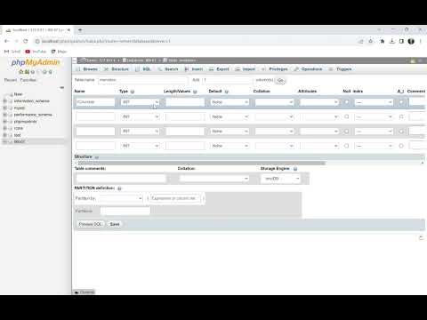 Creating database in phpMyAmin without sql