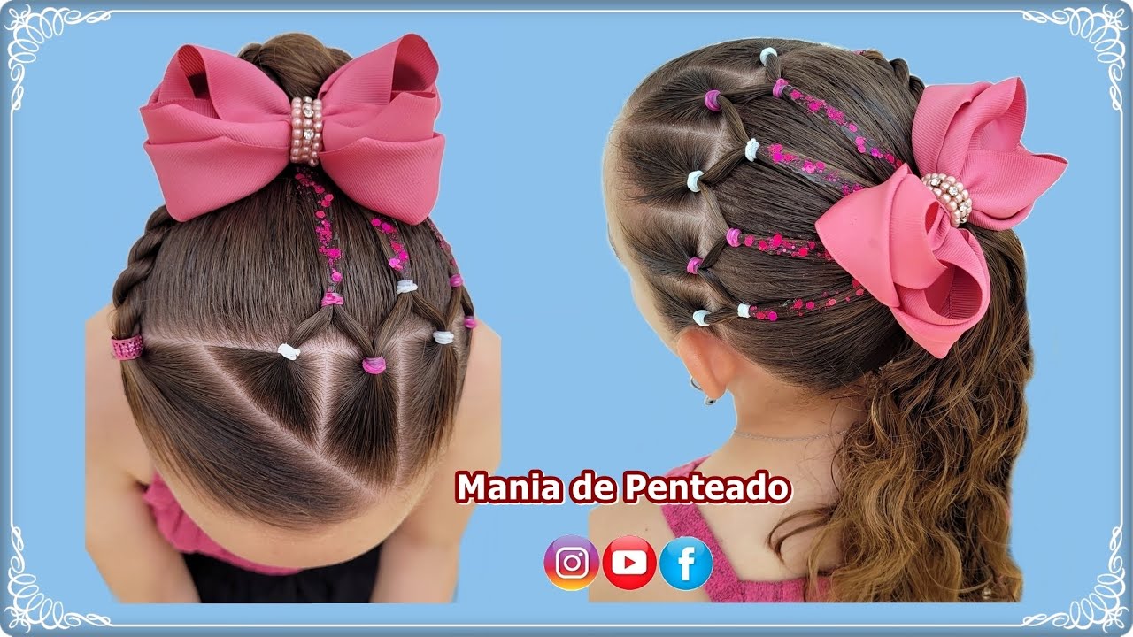Penteado Fácil e Elegante com Coque ou Rabo de Cavalo 😍| Bun or Ponytail Easy Hairstyle for Girls 🥰