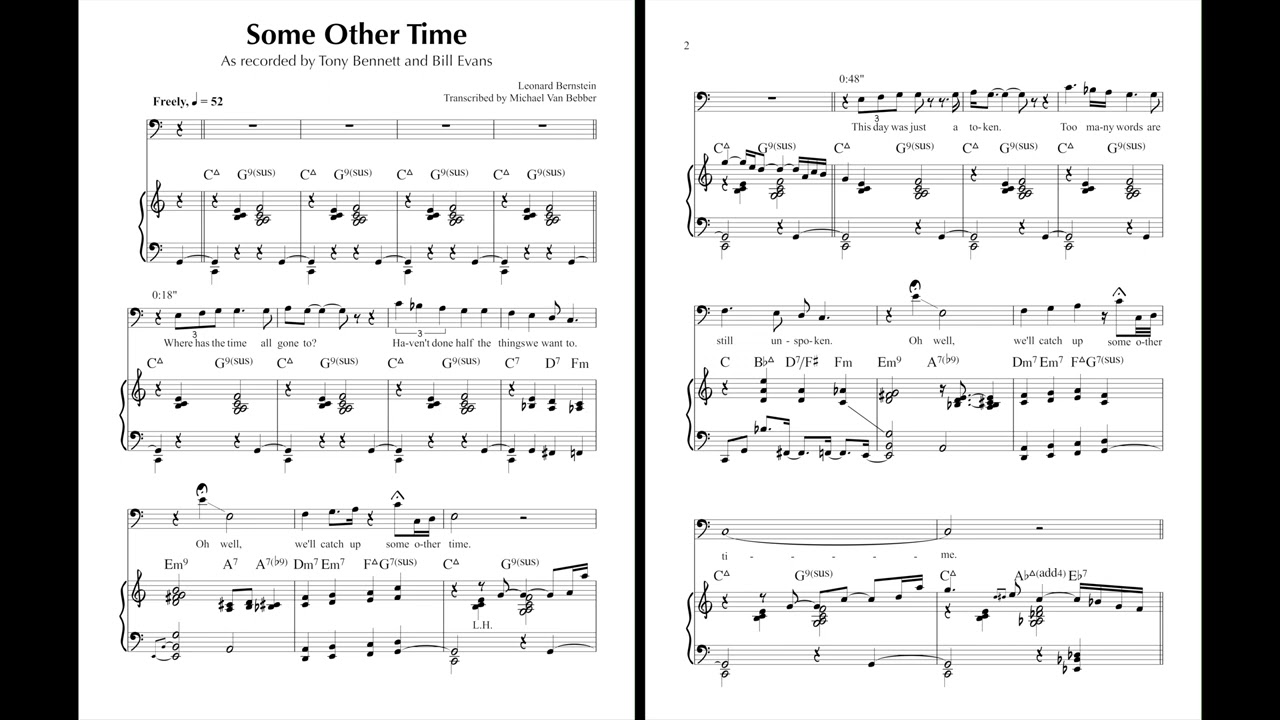 Some Other Time - Tony Bennett and Bill Evans Transcription