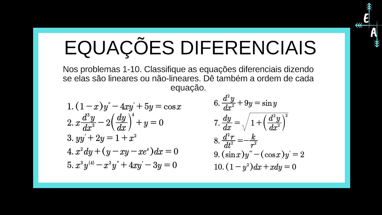 Equações Diferenciais Linear ou Não Linear e Ordem Exercícios 110 Zill 3ed YouTube Equações Diferenciais Linear ou Não Linear e Ordem Exercícios 110 Zill 3ed YouTube
