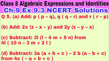 Class 8 Ex 9.3 Q 5 | Algebraic Expressions and Identities | Chapter 9 | Exercise 9.3 | NCERT