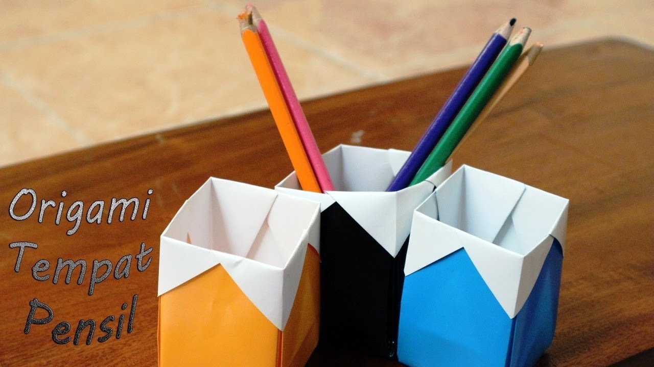 Cara  membuat  tempat  pensil dari  kertas  origami ide 