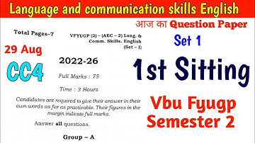 CC4 question paper I Set 1 l Language And Communication Skill English l Vbu Fyugp Semester 2 l CC4 🔥