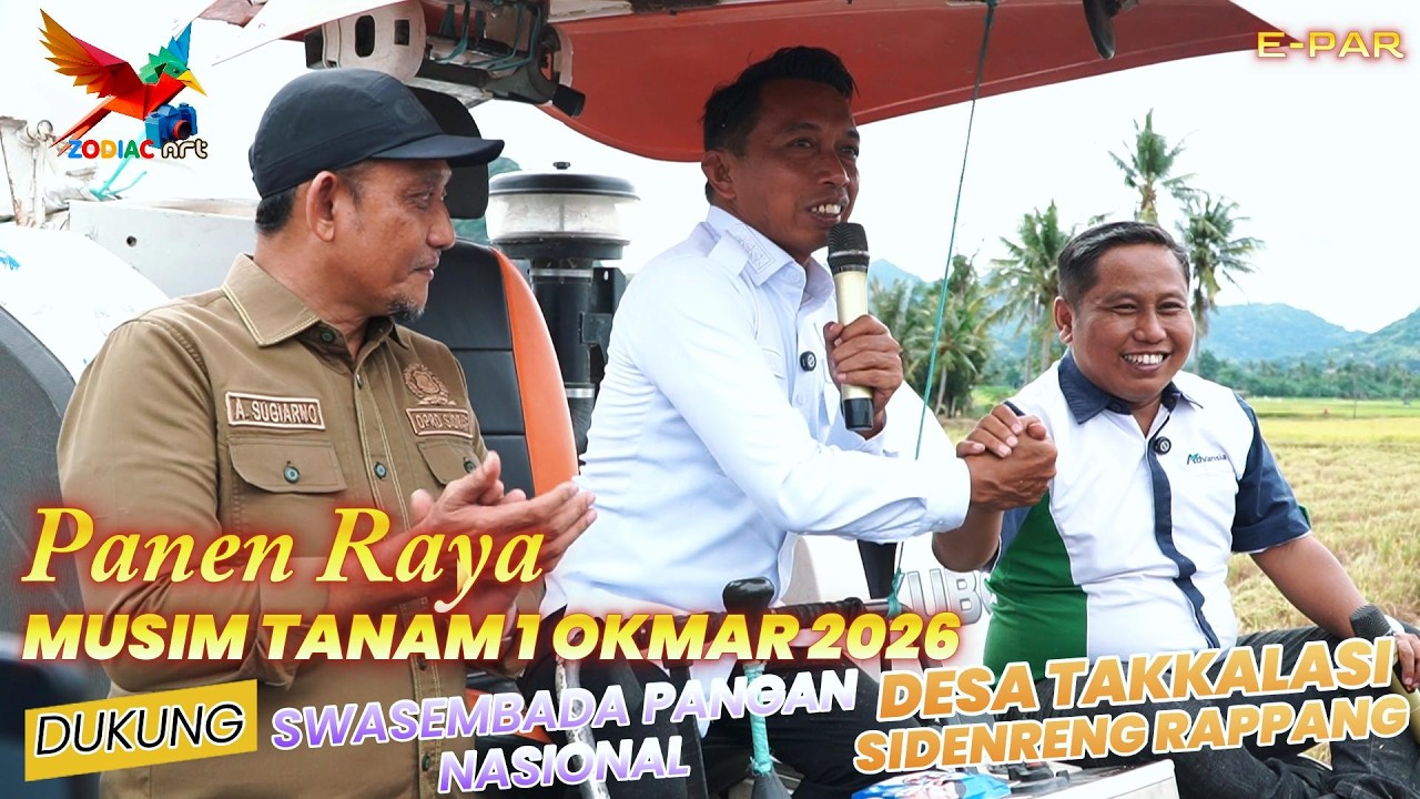 Narji dan Bupati Sidrap Panen Raya MT 1 Okmar 2026 di Desa Takkalasi Kec. Maritengngae Kab. Sidrap