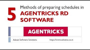 5 Methods of Schedule preparation in Agentricks RD Software | Post Office Agent | DOP Agent