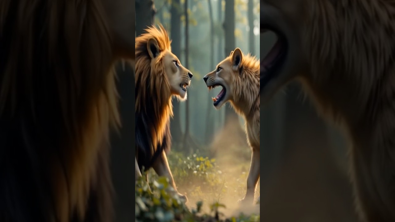 Lion Vs Hyena Fight Hero Rabbit save Lion Cub🦁🐰 