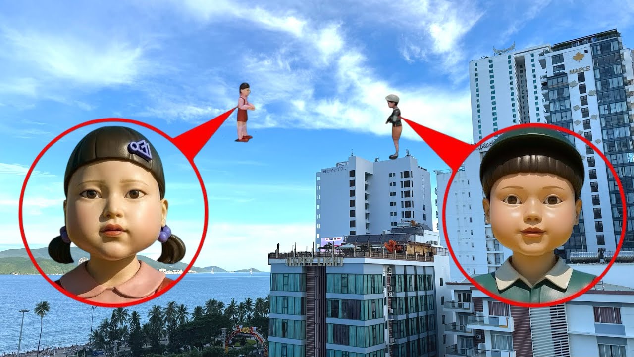 Conocimos al muñeco de calamar y al niño | El niño del juego del calamar