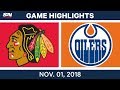 NHL Highlights | Blackhawks vs. Oilers – Nov. 1, 2018