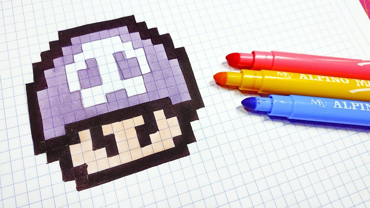 Handmade Pixel Art - How To Draw a Posion Mushroom #pixelart - YouTube
