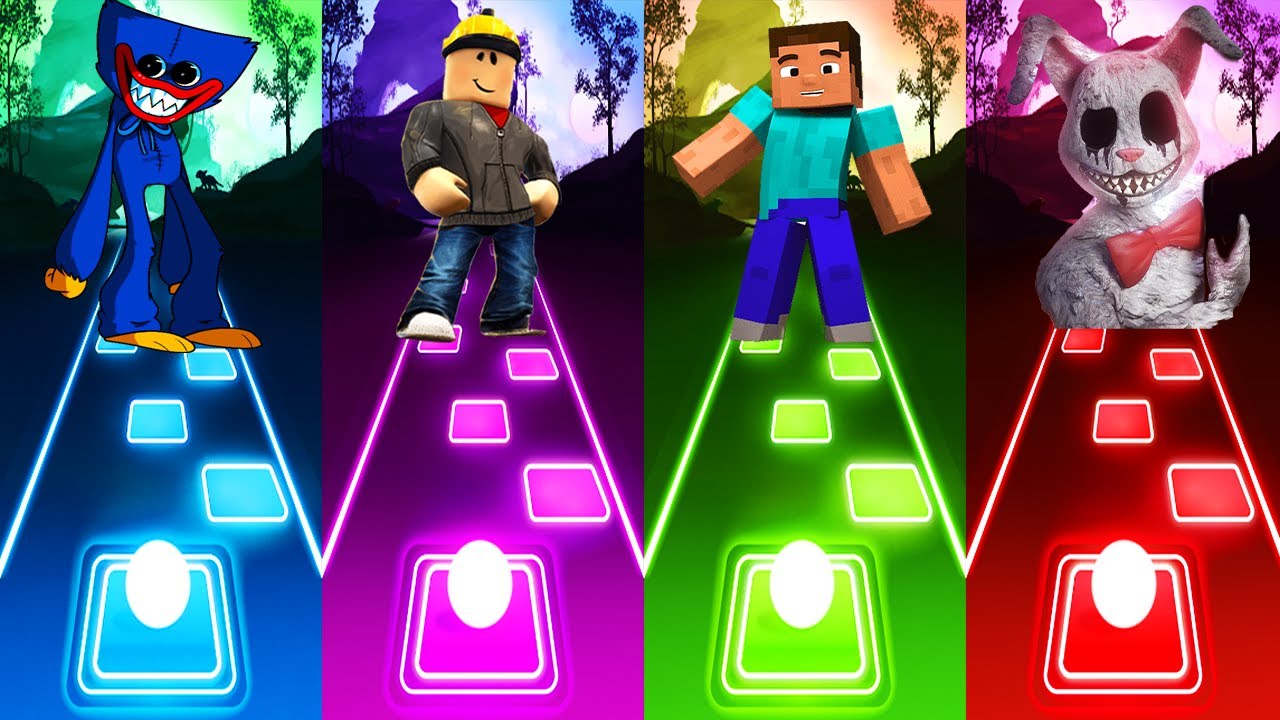 Huggy Wuggy Free Huggs VS Roblox VS Minecraft VS Mr Hopps Poppy Playtime - Tiles Hop EDM RUSH!